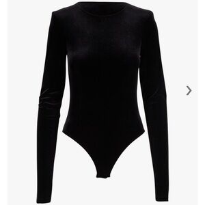 The Andamane Black Long Sleeve Velvet Bodysuit